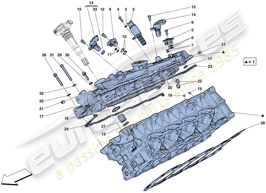 ferrari gtc4 lusso t (rhd) right hand cylinder head part diagram