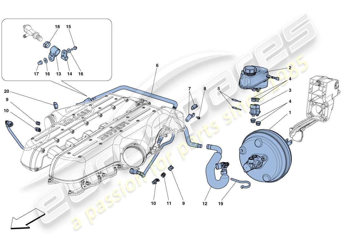 ferrari gtc4 lusso (europe) servo brake system part diagram