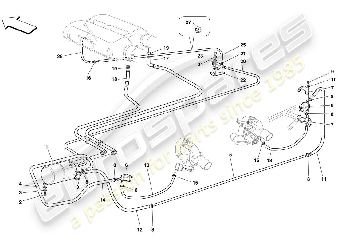 ferrari f430 scuderia (europe) pneumatic actuator system part diagram