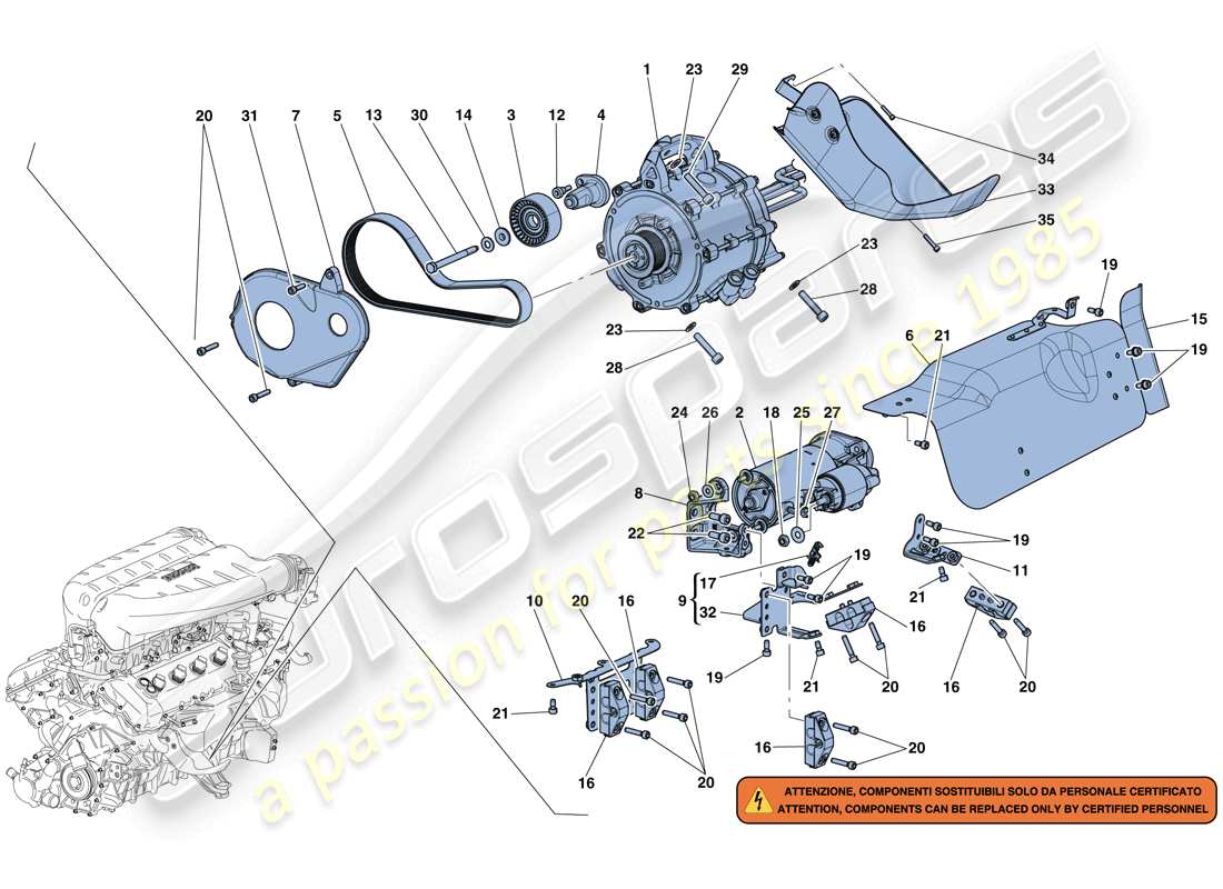 ferrari laferrari aperta (usa) starter motor and electric motor 2 part diagram