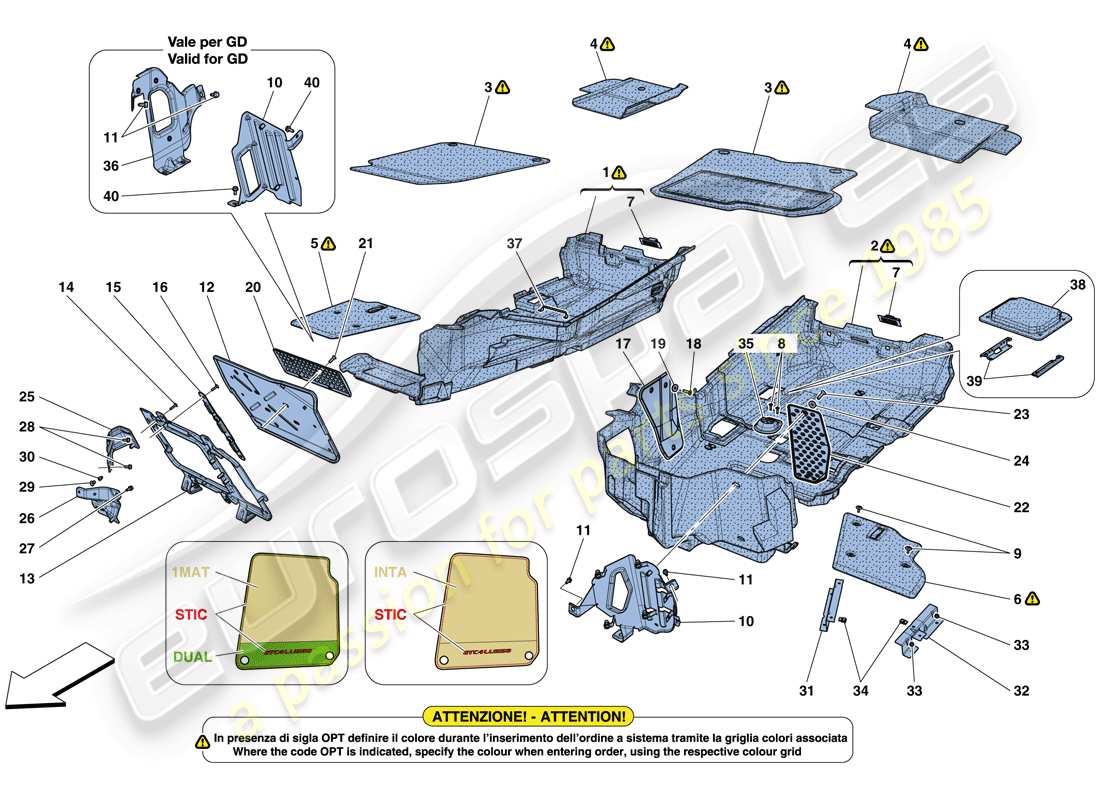 ferrari gtc4 lusso (rhd) passenger compartment mats part diagram