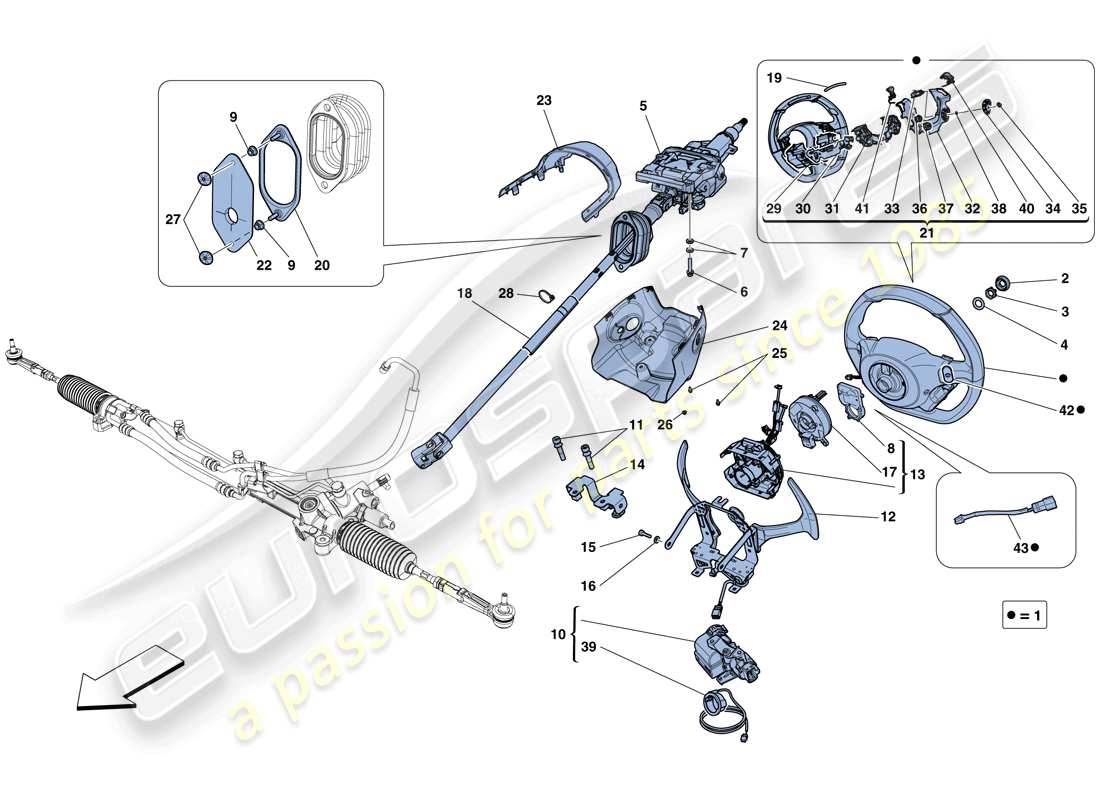 ferrari f12 berlinetta (rhd) steering control part diagram