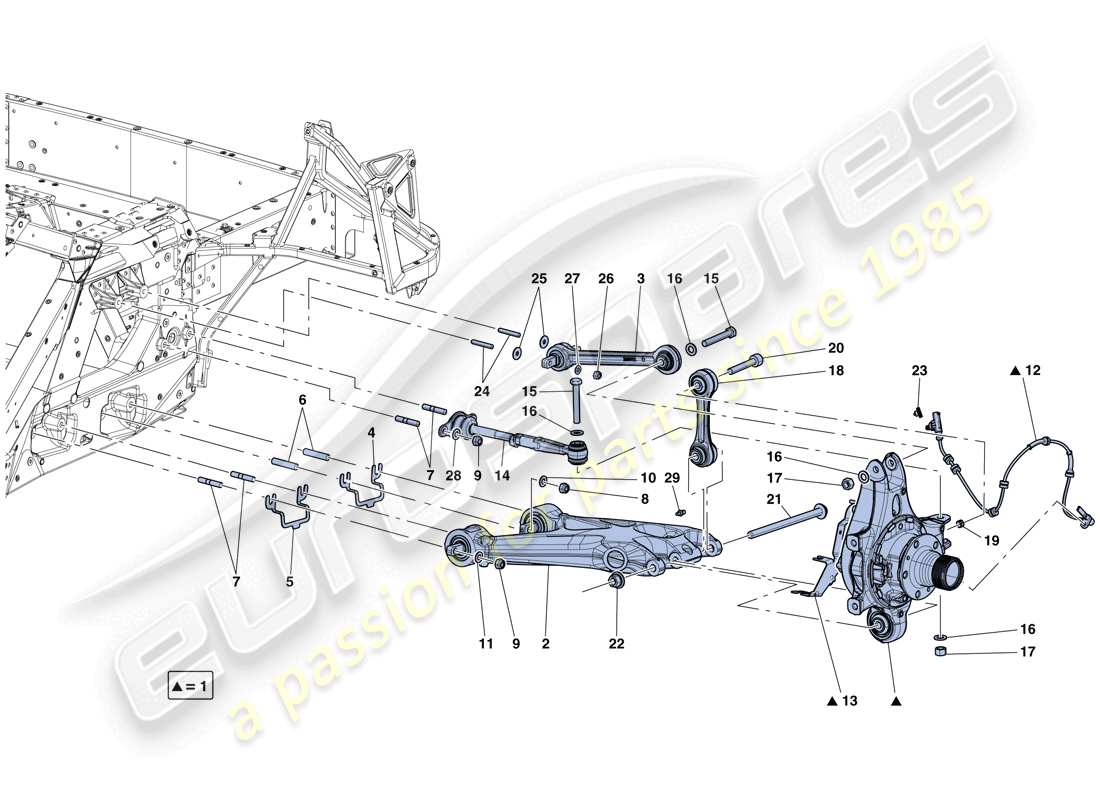 ferrari laferrari aperta (usa) rear suspension - arms part diagram