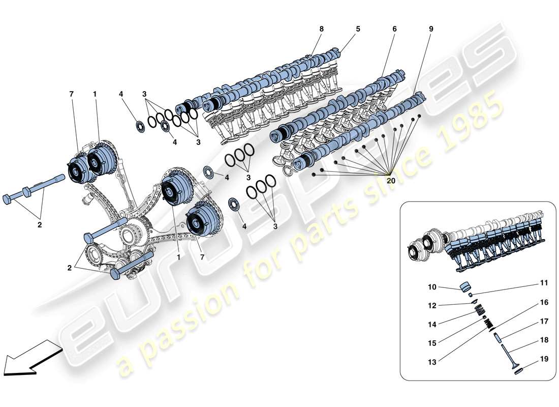 ferrari f12 tdf (rhd) timing system - tappets part diagram