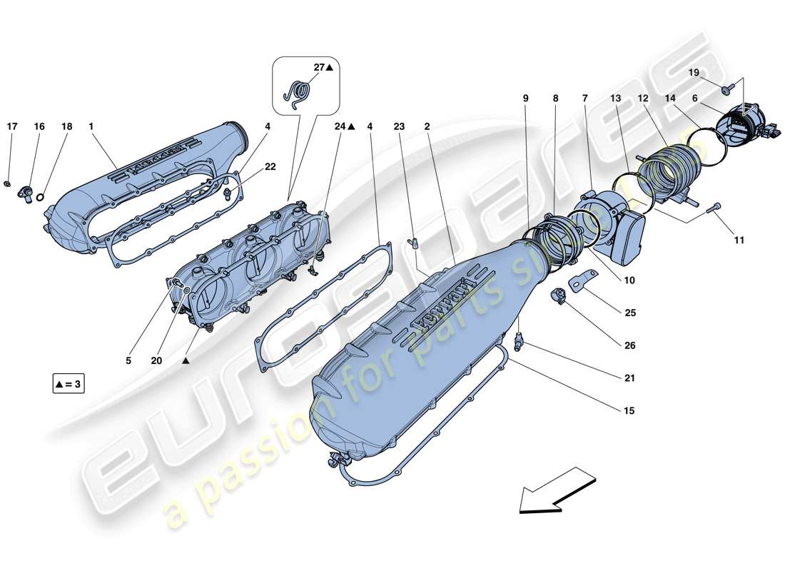 ferrari 458 italia (rhd) intake manifold cover part diagram