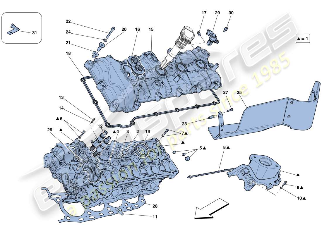 ferrari 458 speciale aperta (rhd) left hand cylinder head part diagram