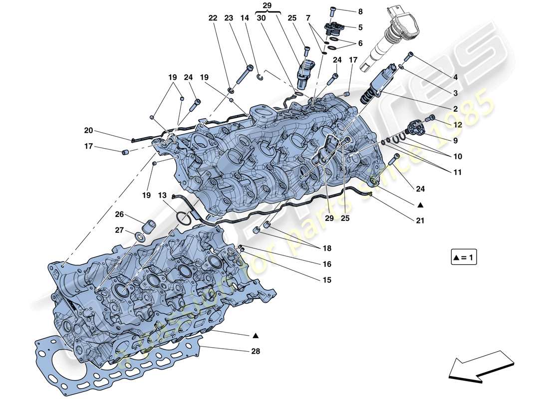 ferrari gtc4 lusso t (rhd) left hand cylinder head part diagram