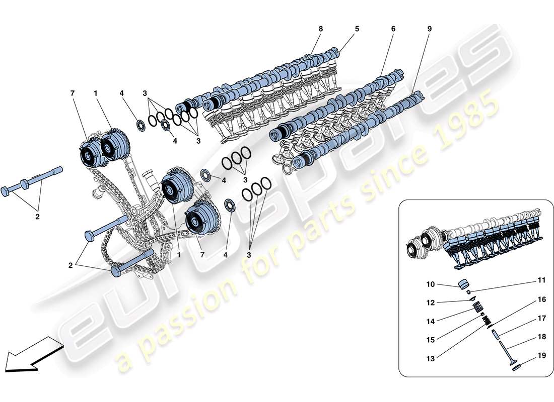 ferrari ff (rhd) timing system - tappets part diagram