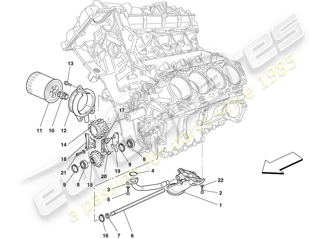 ferrari california (usa) lubrication: pump and filter part diagram