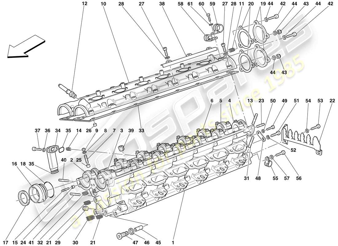 ferrari 612 sessanta (usa) right hand cylinder head part diagram