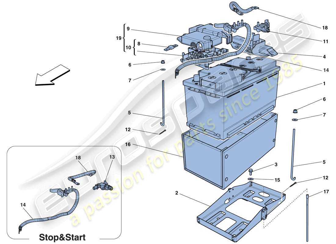 ferrari f12 berlinetta (rhd) battery part diagram