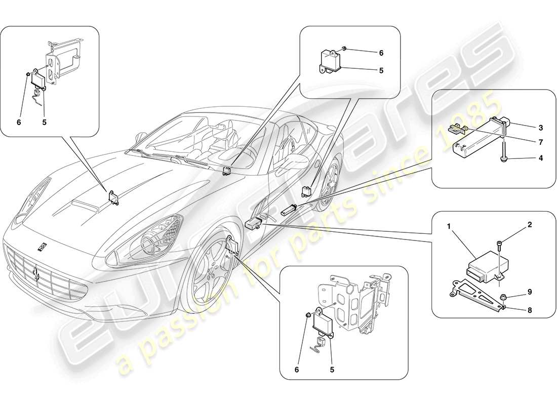 ferrari california (europe) tyre pressure monitoring system part diagram