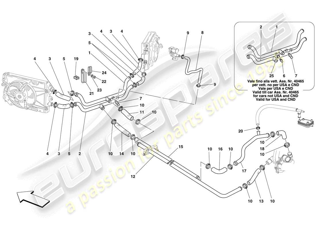 ferrari f430 spider (usa) cooling system part diagram