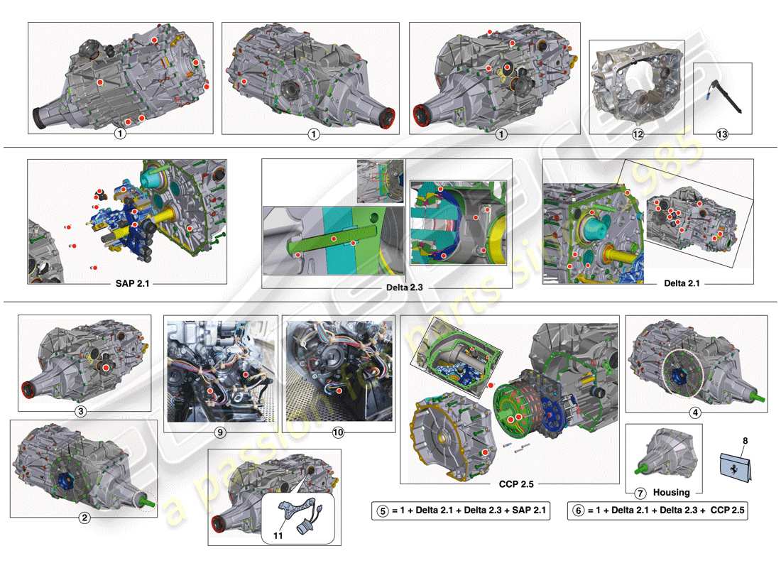 ferrari california t (europe) gearbox repair kit part diagram