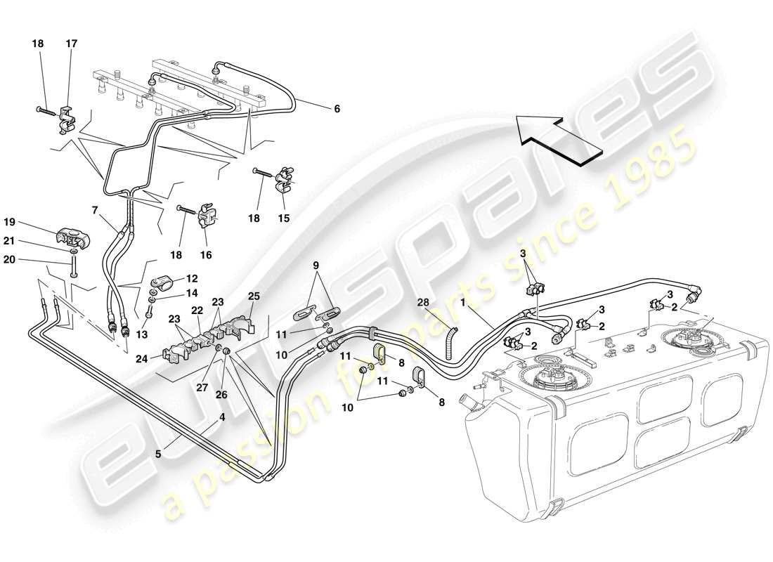 ferrari 612 sessanta (usa) fuel system part diagram