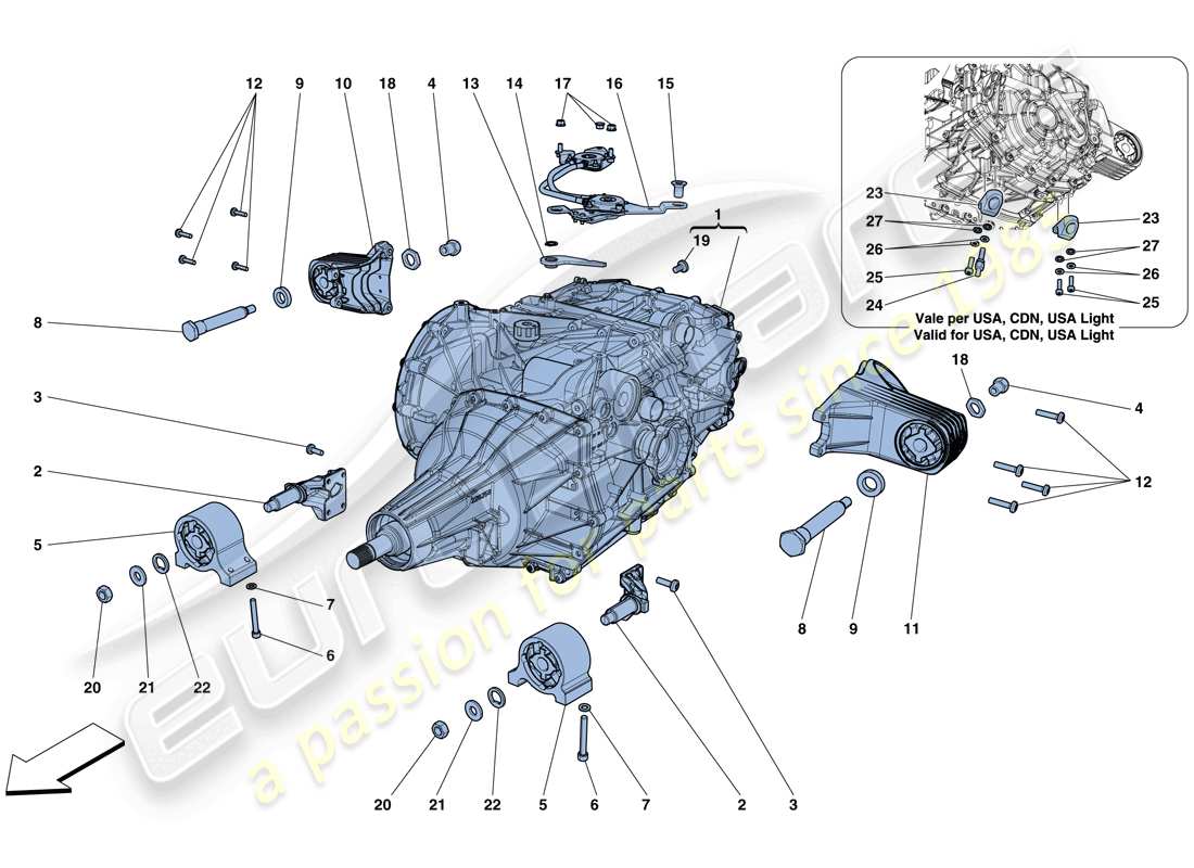 ferrari gtc4 lusso (europe) gearbox housing part diagram