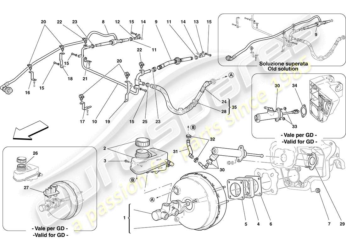 ferrari california (europe) power steering system part diagram