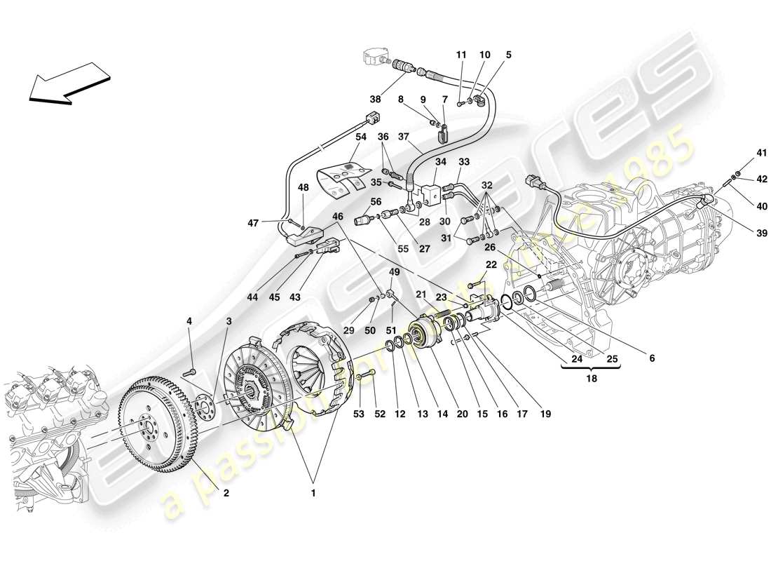 ferrari f430 spider (usa) clutch and controls part diagram