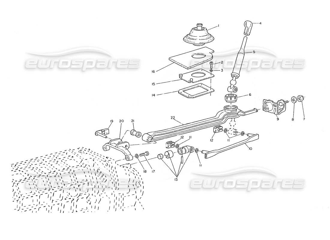 maserati ghibli 2.8 (non abs) gearbox-external controls part diagram