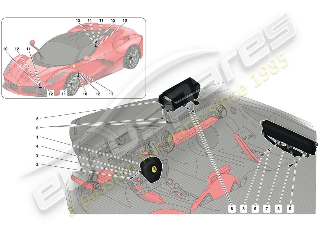 ferrari laferrari (europe) airbags part diagram