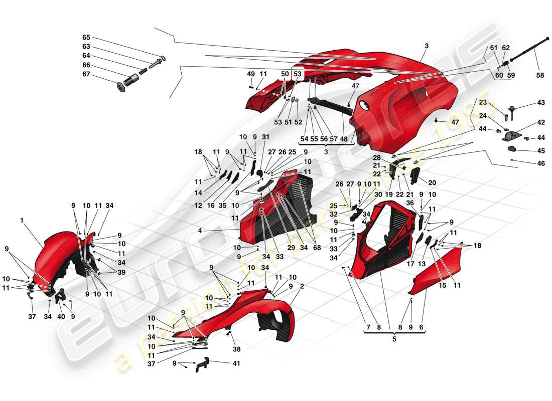 ferrari laferrari (europe) exterior trim part diagram