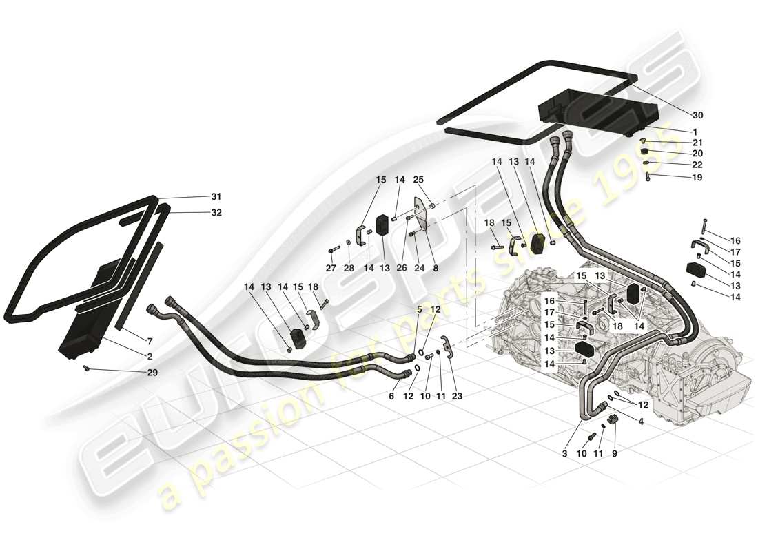 ferrari laferrari (europe) gearbox oil cooling system part diagram