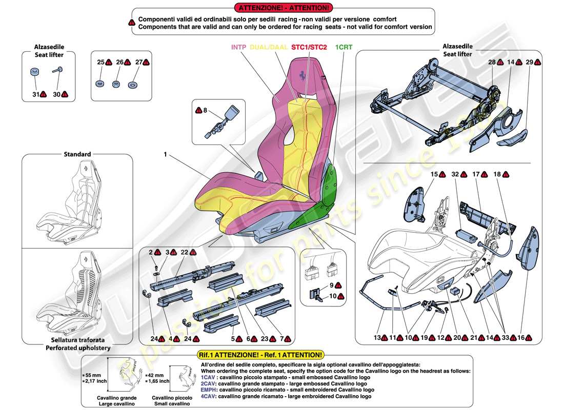 ferrari f12 berlinetta (rhd) racing seat part diagram