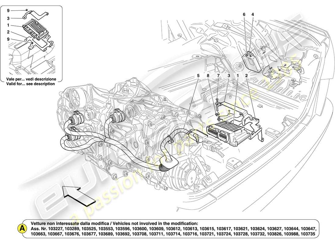 ferrari california (europe) luggage compartment ecus part diagram