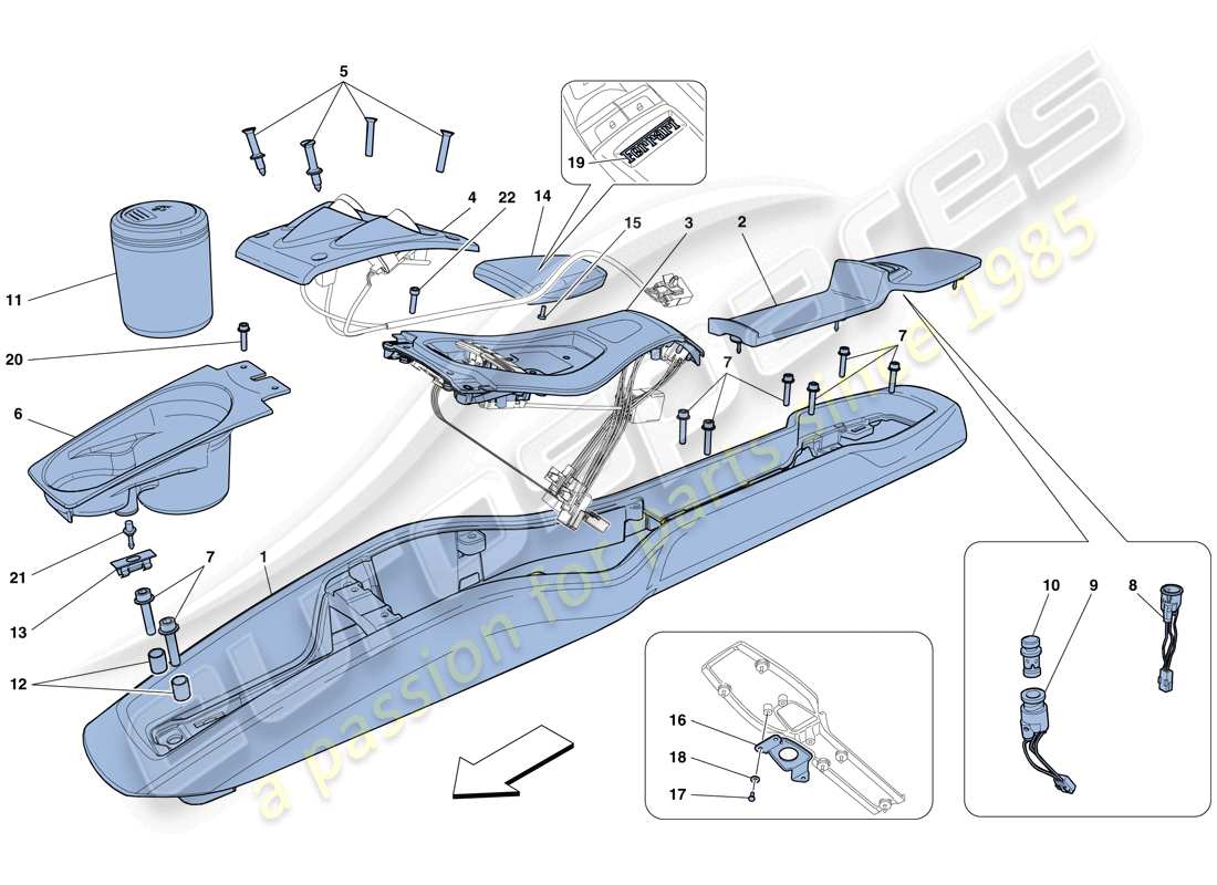 ferrari 458 italia (rhd) tunnel - substructure and accessories part diagram