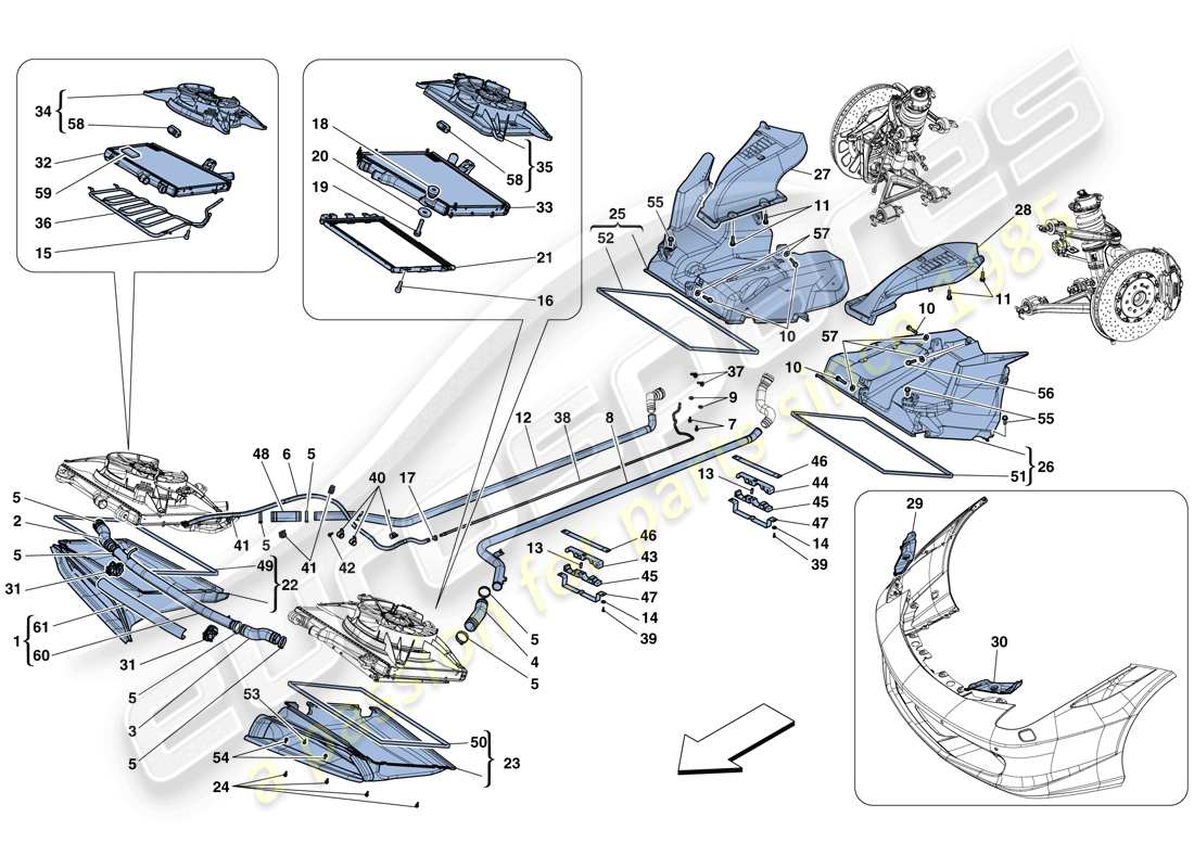 ferrari 458 spider (europe) cooling - radiators and air ducts part diagram