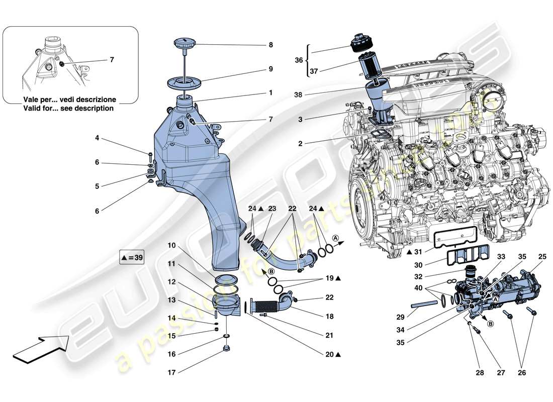 ferrari 488 gtb (europe) lubrication system: tank, pump and filter part diagram