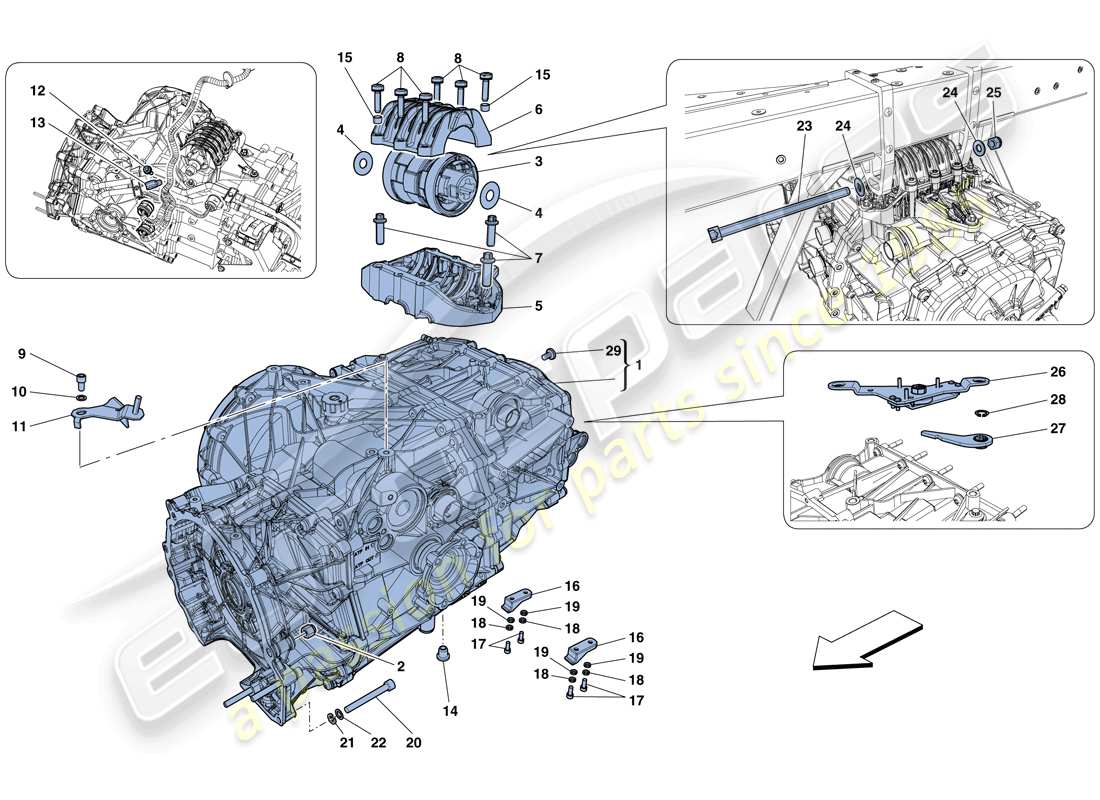 ferrari 458 speciale aperta (rhd) gearbox housing part diagram