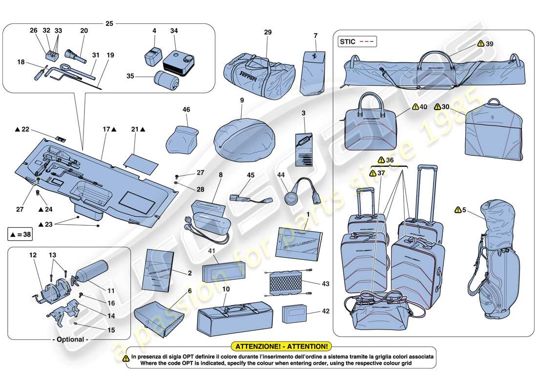 ferrari gtc4 lusso t (rhd) tools and accessories provided with vehicle part diagram