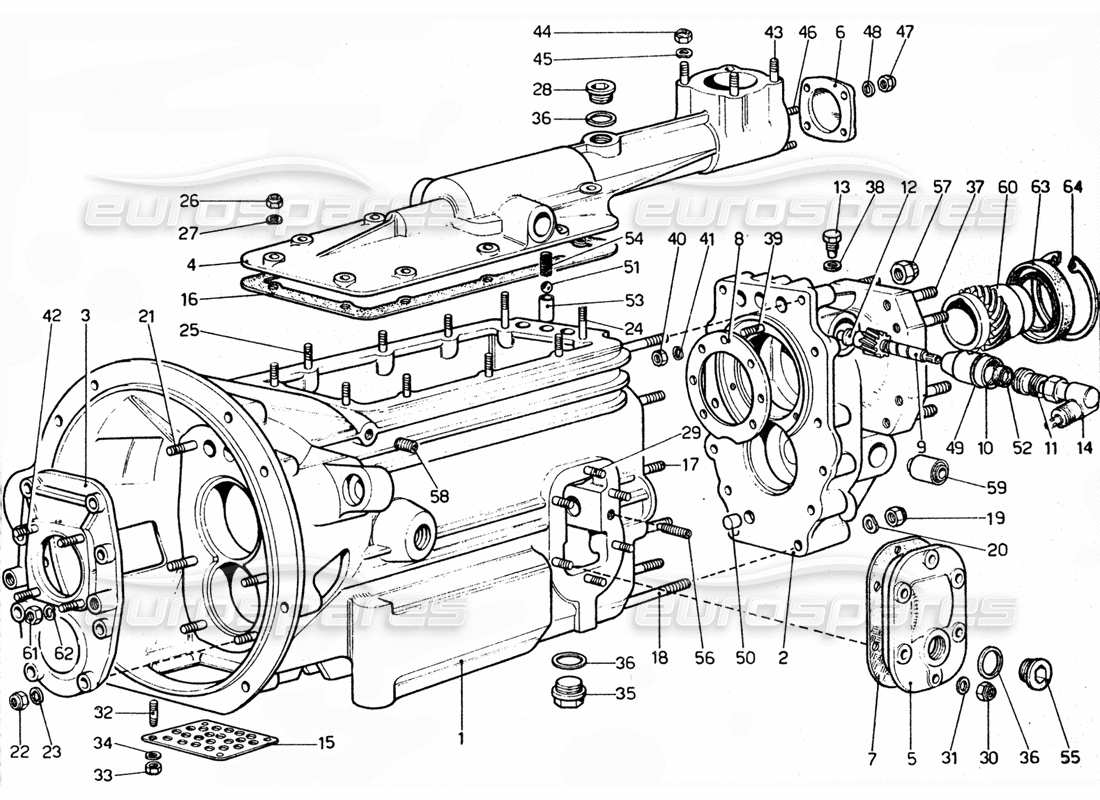 ferrari 365 gtc4 (mechanical) gearbox casing - revision part diagram