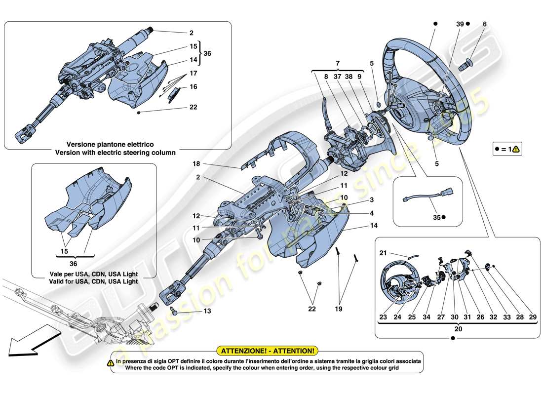 ferrari 488 gtb (rhd) steering control part diagram