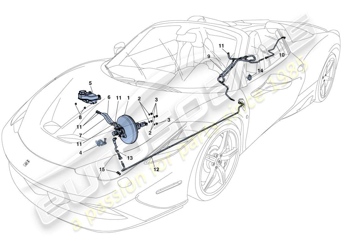 ferrari 458 speciale aperta (rhd) servobrake system part diagram