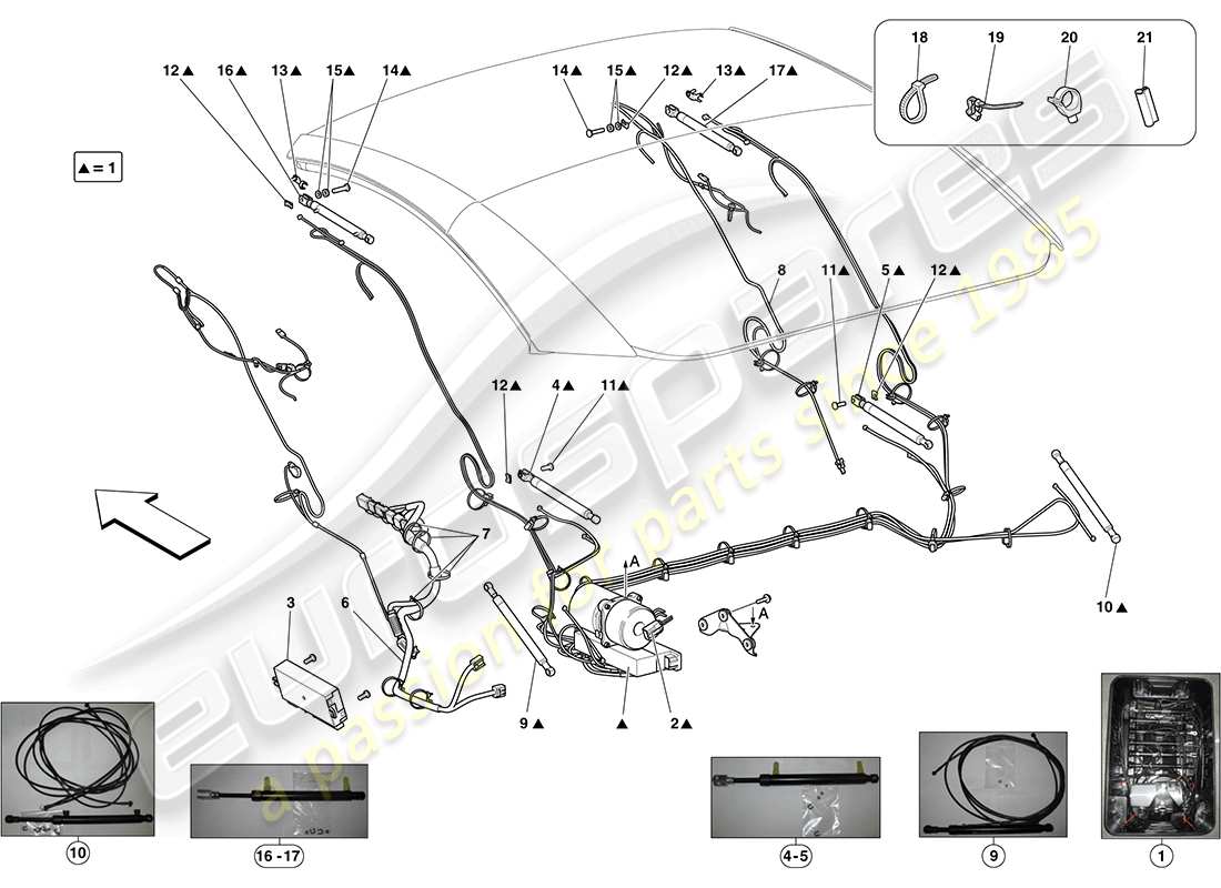 ferrari california (europe) electric roof: hydraulics part diagram