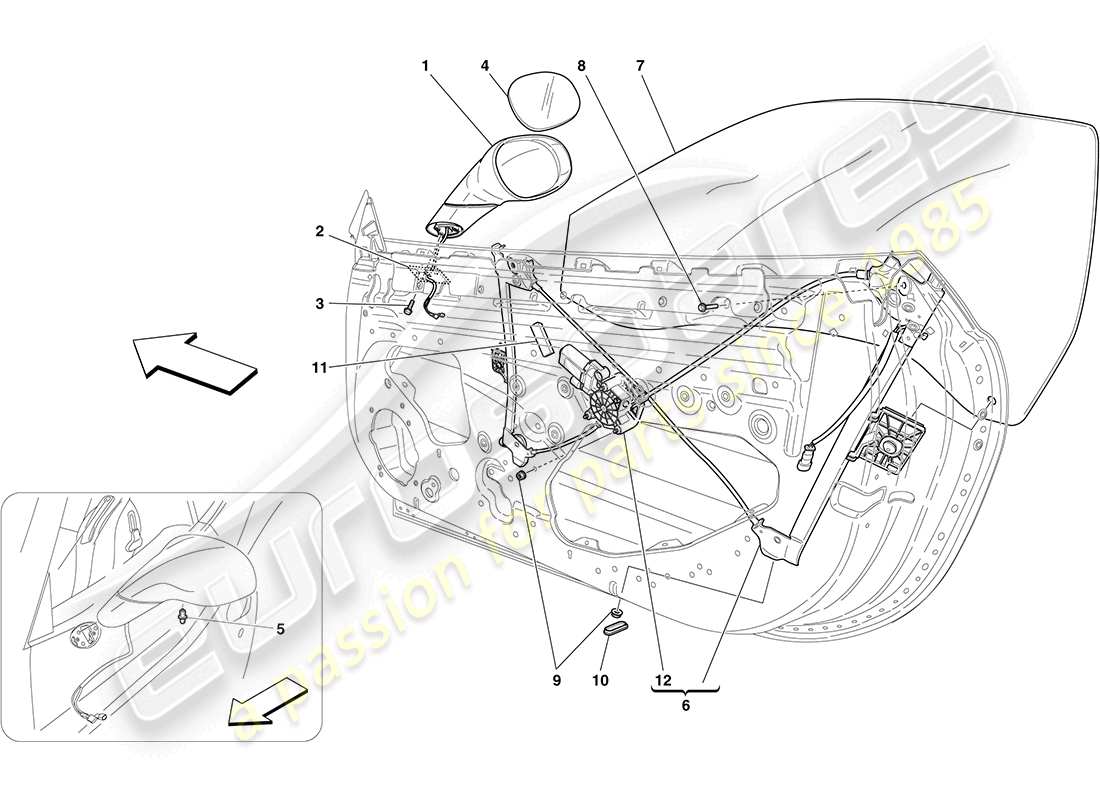 ferrari california (europe) power windows and rear view mirrors part diagram