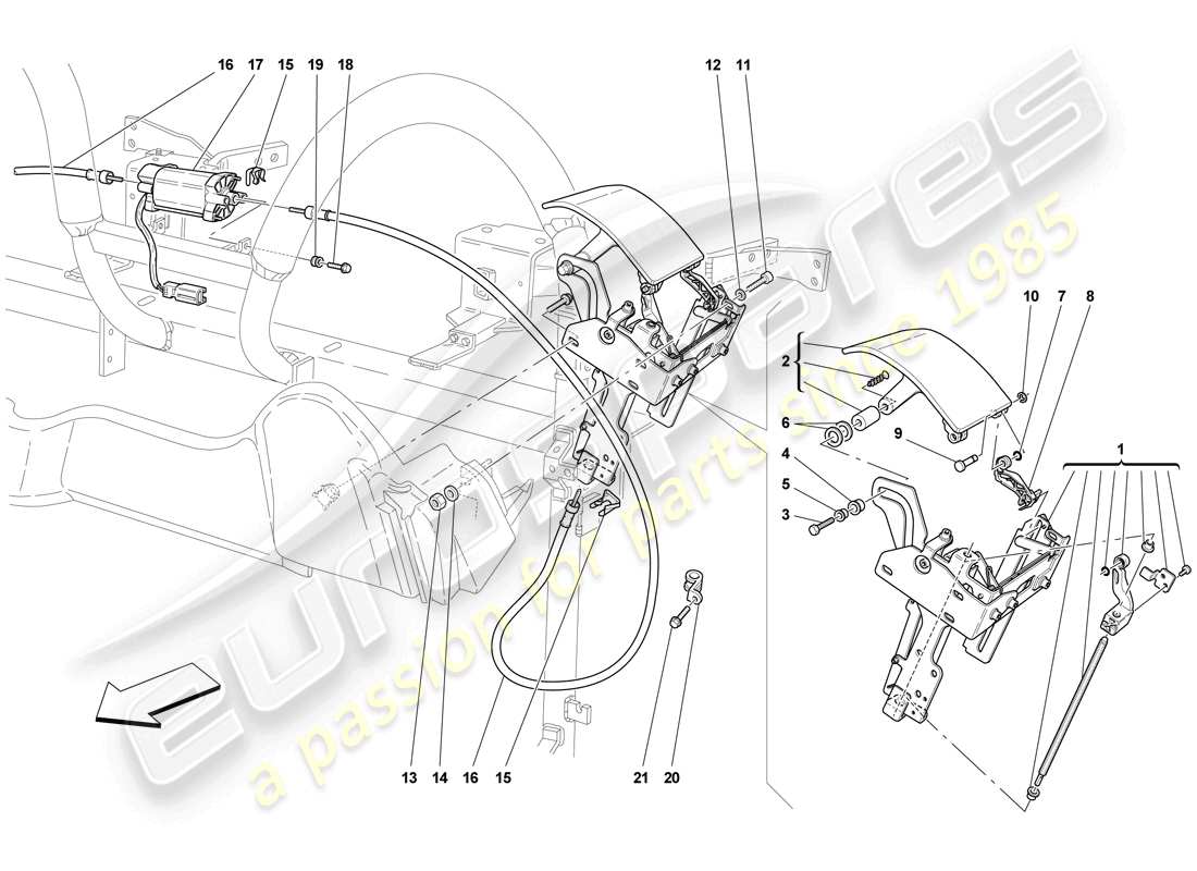 ferrari f430 scuderia (europe) roof control and flap part diagram