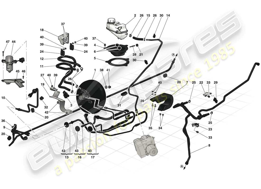 ferrari laferrari (europe) hydraulic brake controls and power brake system part diagram