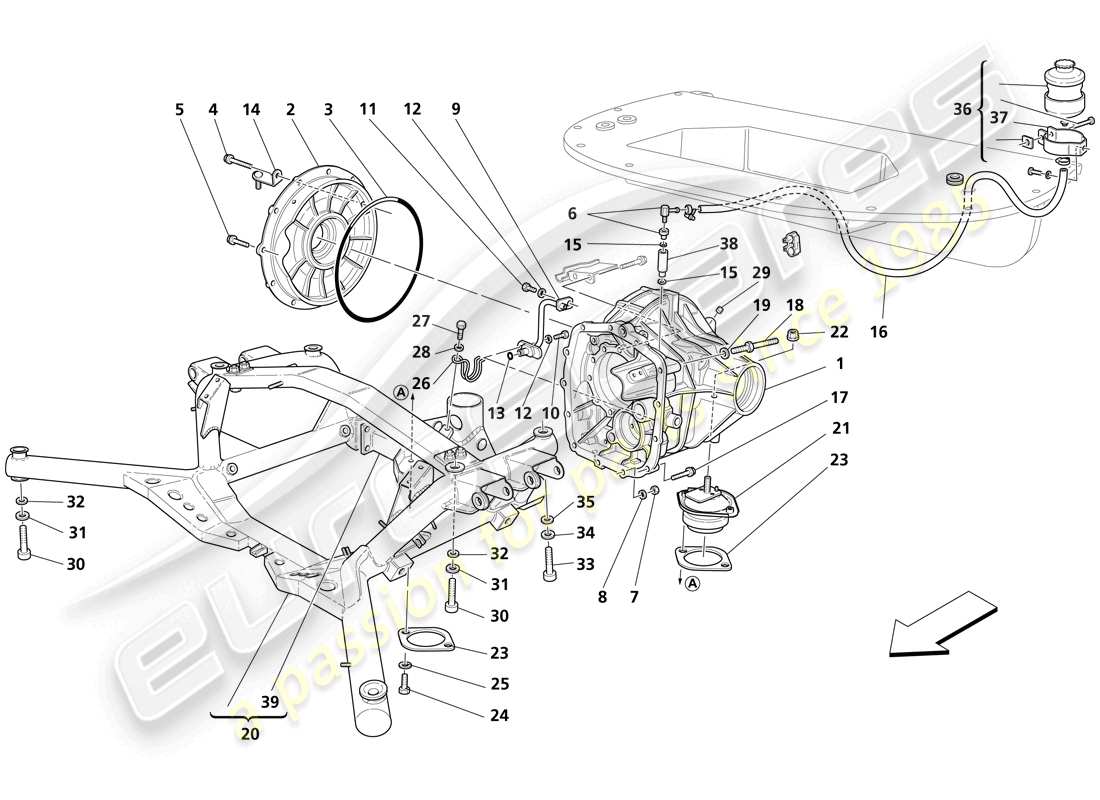 maserati trofeo differential box - rear underbody part diagram