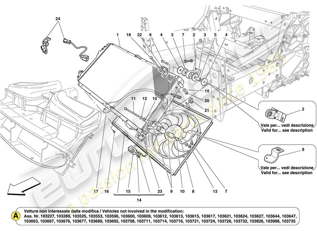 ferrari california (usa) cooling: radiators and air ducts part diagram