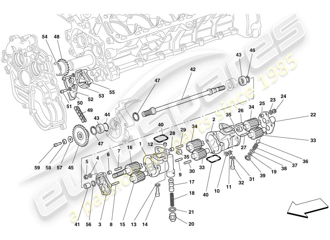 ferrari 612 sessanta (usa) lubrication - oil pumps part diagram