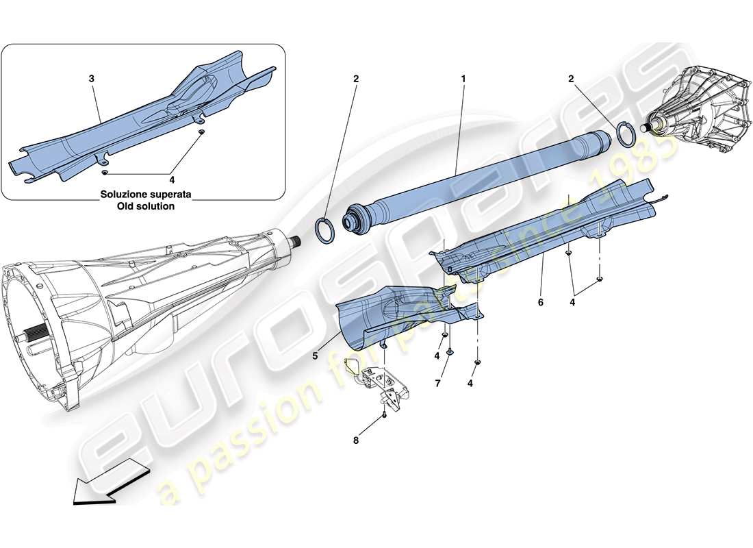 ferrari ff (europe) transmission pipe part diagram