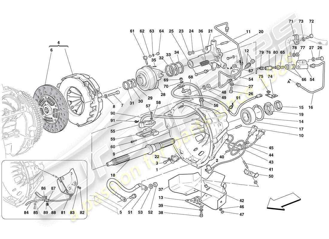 ferrari 612 sessanta (usa) clutch and controls part diagram