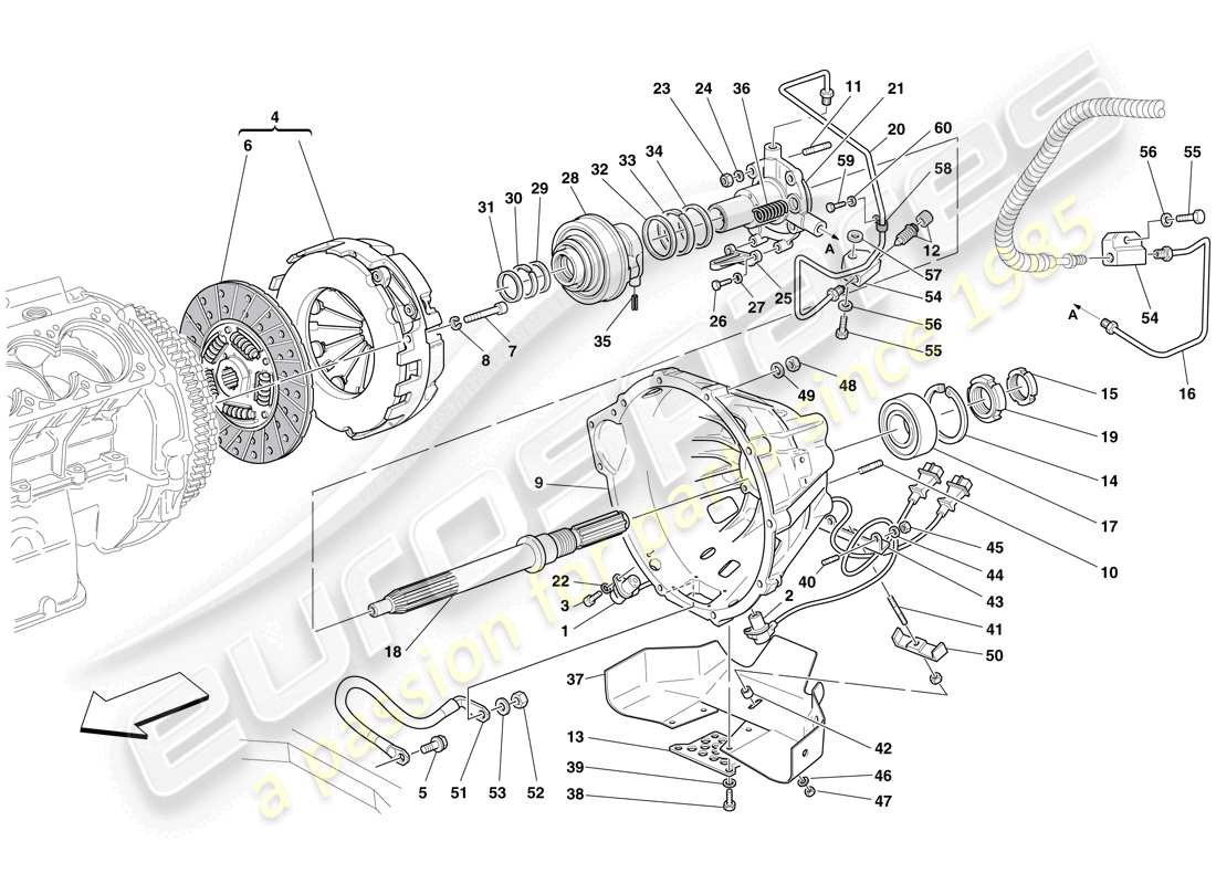 ferrari 612 sessanta (usa) clutch and controls part diagram