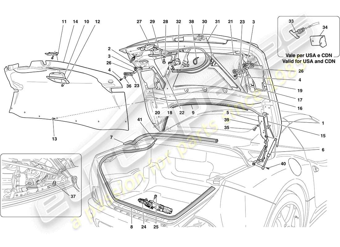 ferrari california (europe) rear lid part diagram