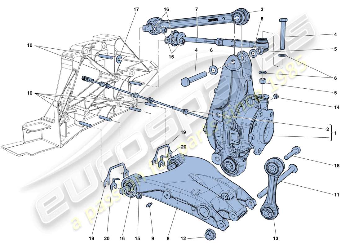 ferrari california t (europe) rear suspension - arms part diagram