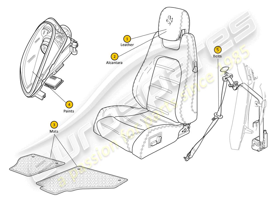 ferrari f430 spider (usa) colour codes part diagram