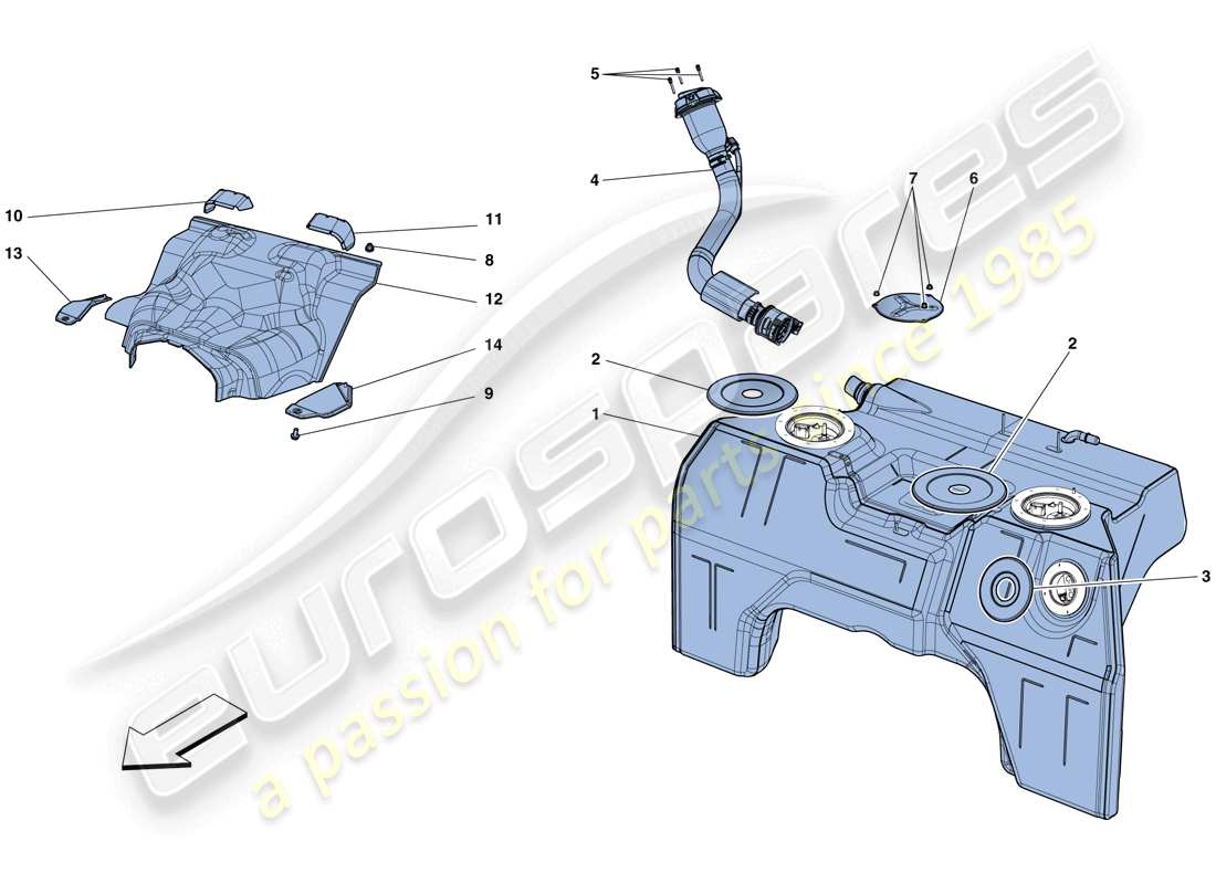 ferrari f12 berlinetta (rhd) fuel tank and filler neck part diagram